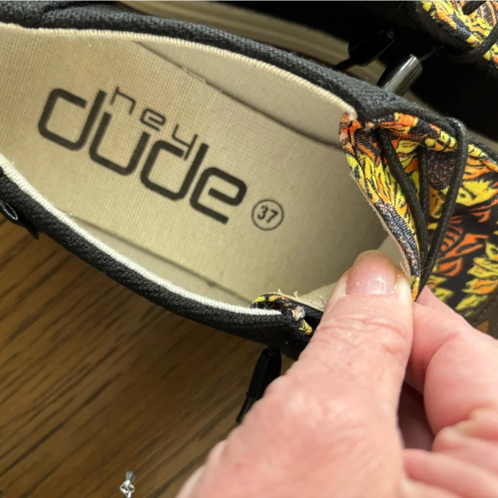 Custom LV Hey Dude Black Canvas Slip-On Sneakers - Picture 3 of 5